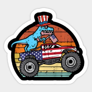 Kids TRex Dino Monster Truck Kids 4Th Of July Baby Boys Toddler Sticker